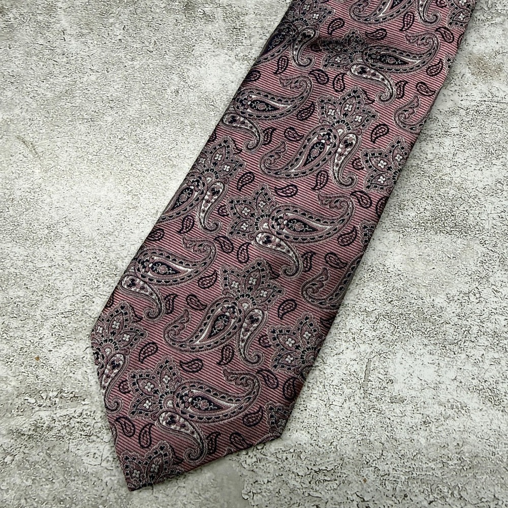 Jos. A. Bank Necktie Men OS Pink Paisley Executive Collection Silk